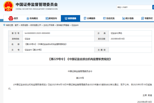 实盘杠杆平台 证监会最新发布，5月19日起施行