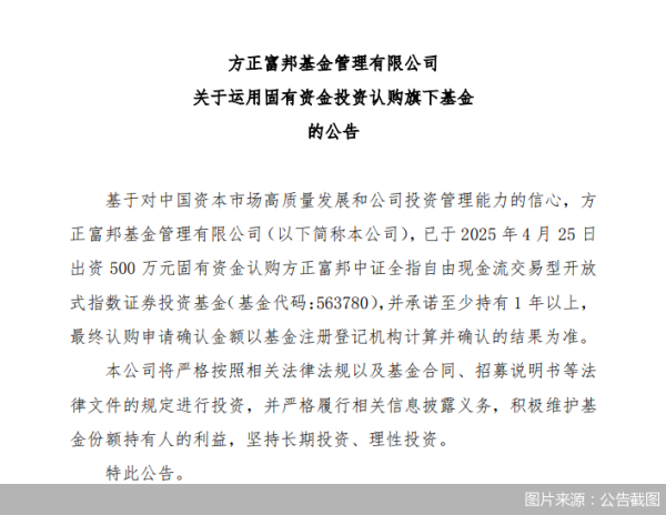 配资门开户官网 方正富邦基金出资500万元固有资金认购旗下基金